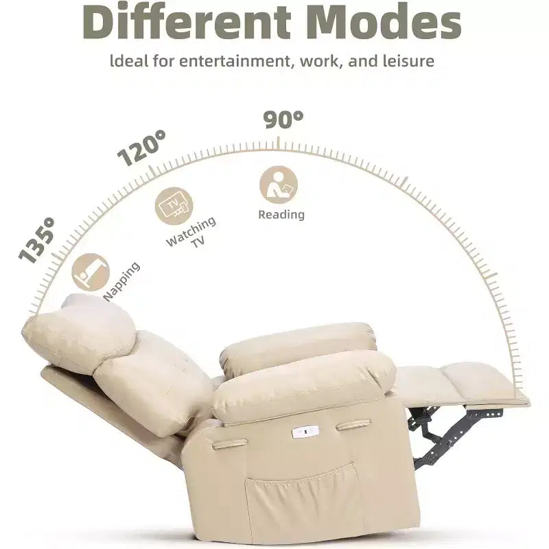 Beige / Dark Brown / Gray / Retro Color Power Lift Recliner Chair – Swivel & Rocker, 1-Seat