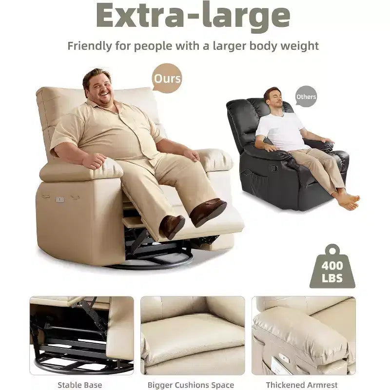 Beige / Dark Brown / Gray / Retro Color Power Lift Recliner Chair – Swivel & Rocker, 1-Seat