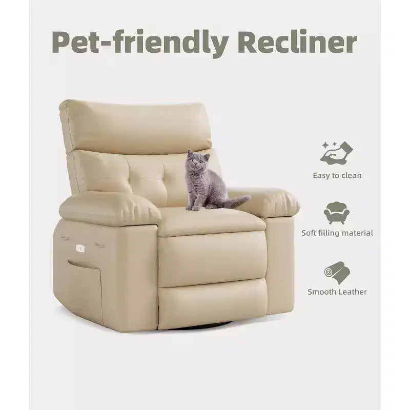 Beige / Dark Brown / Gray / Retro Color Power Lift Recliner Chair – Swivel & Rocker, 1-Seat