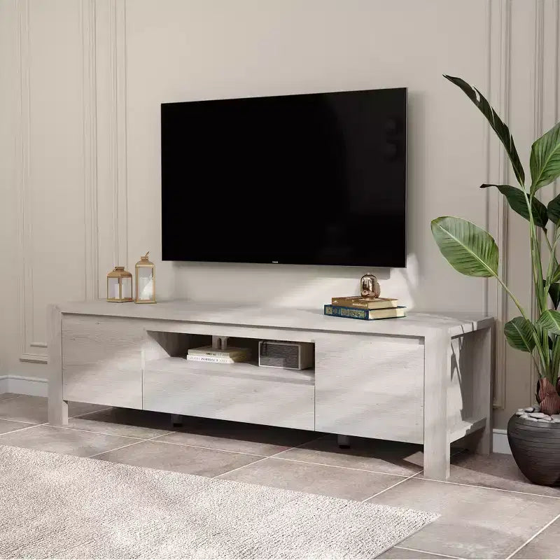63" Farmhouse TV Stand with Doors & Cabinet – Entertainment Center for TVs up to 70"