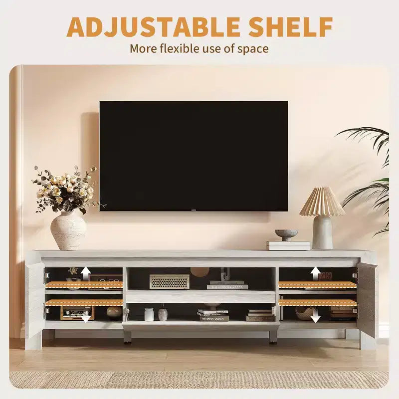 63" Farmhouse TV Stand with Doors & Cabinet – Entertainment Center for TVs up to 70"