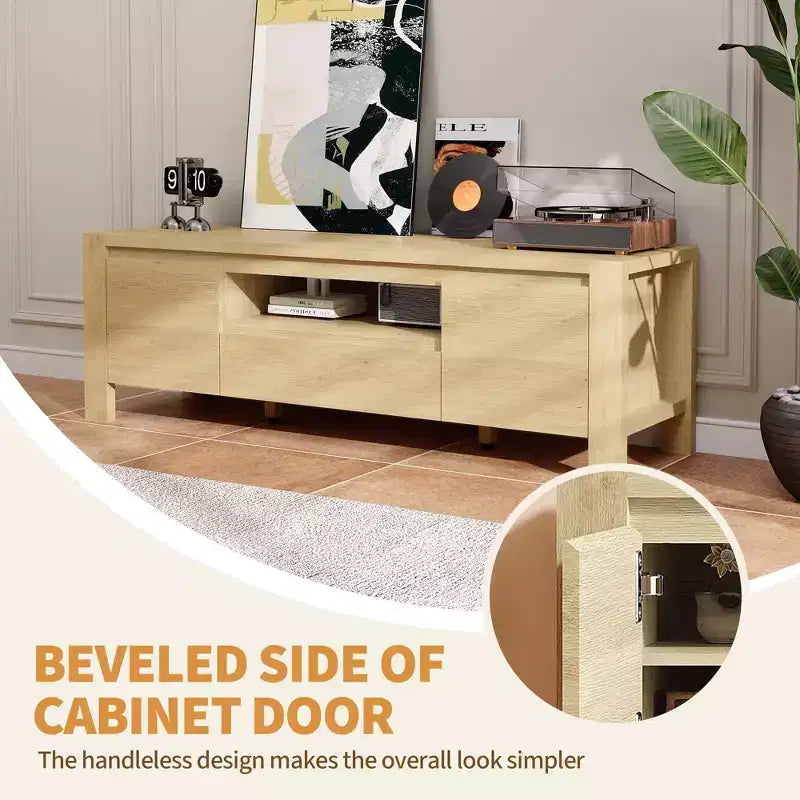 63" Farmhouse TV Stand with Doors & Cabinet – Entertainment Center for TVs up to 70"