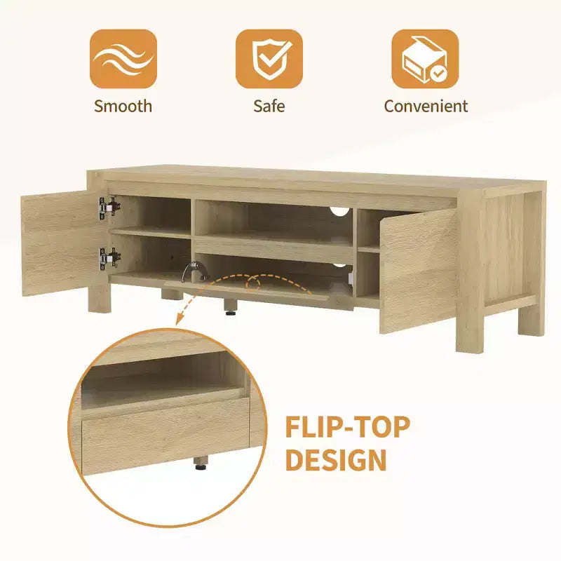 63" Farmhouse TV Stand with Doors & Cabinet – Entertainment Center for TVs up to 70"