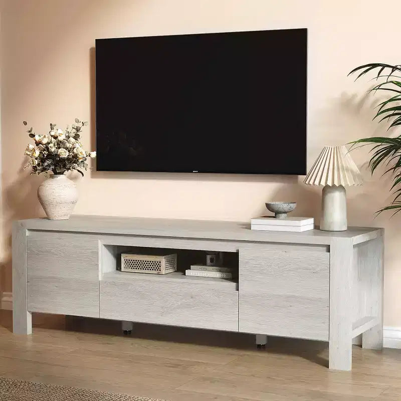 63" Farmhouse TV Stand with Doors & Cabinet – Entertainment Center for TVs up to 70"
