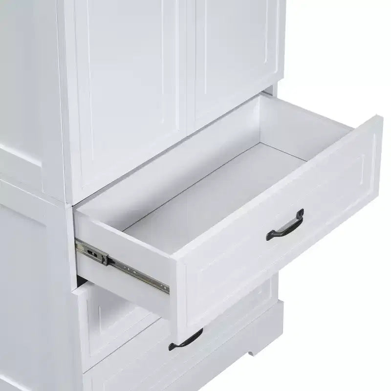 Modern Tall Bathroom Storage Cabinet – Double Doors, Adjustable Shelf & 2 Drawers