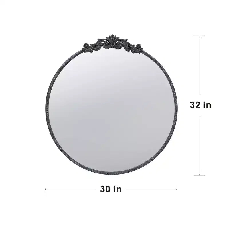 Black Octagon Wall Mirror with Baroque Frame, Single