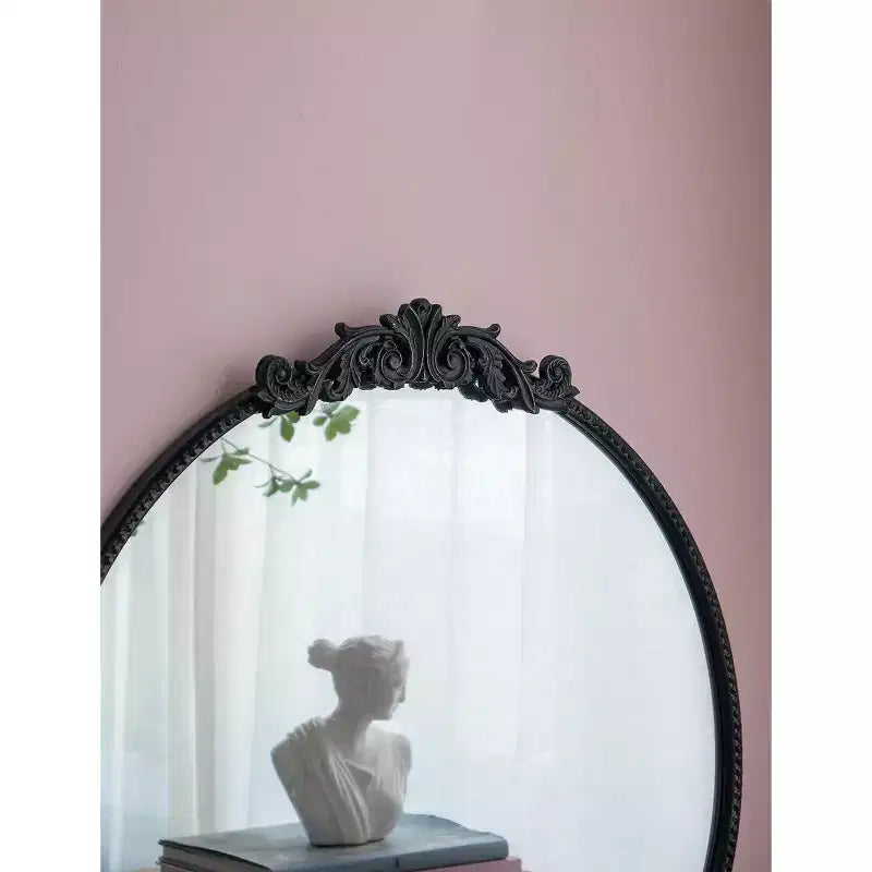 Black Octagon Wall Mirror with Baroque Frame, Single