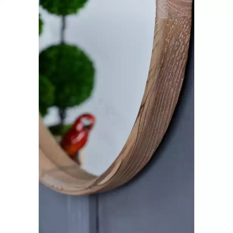 Brown Round Wall Mirror, Single, 27.6"